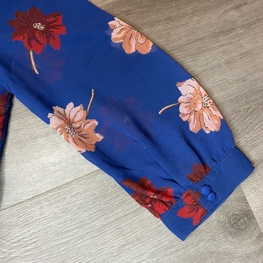 Madewell Effie Blue Floral Woven Wrap Top